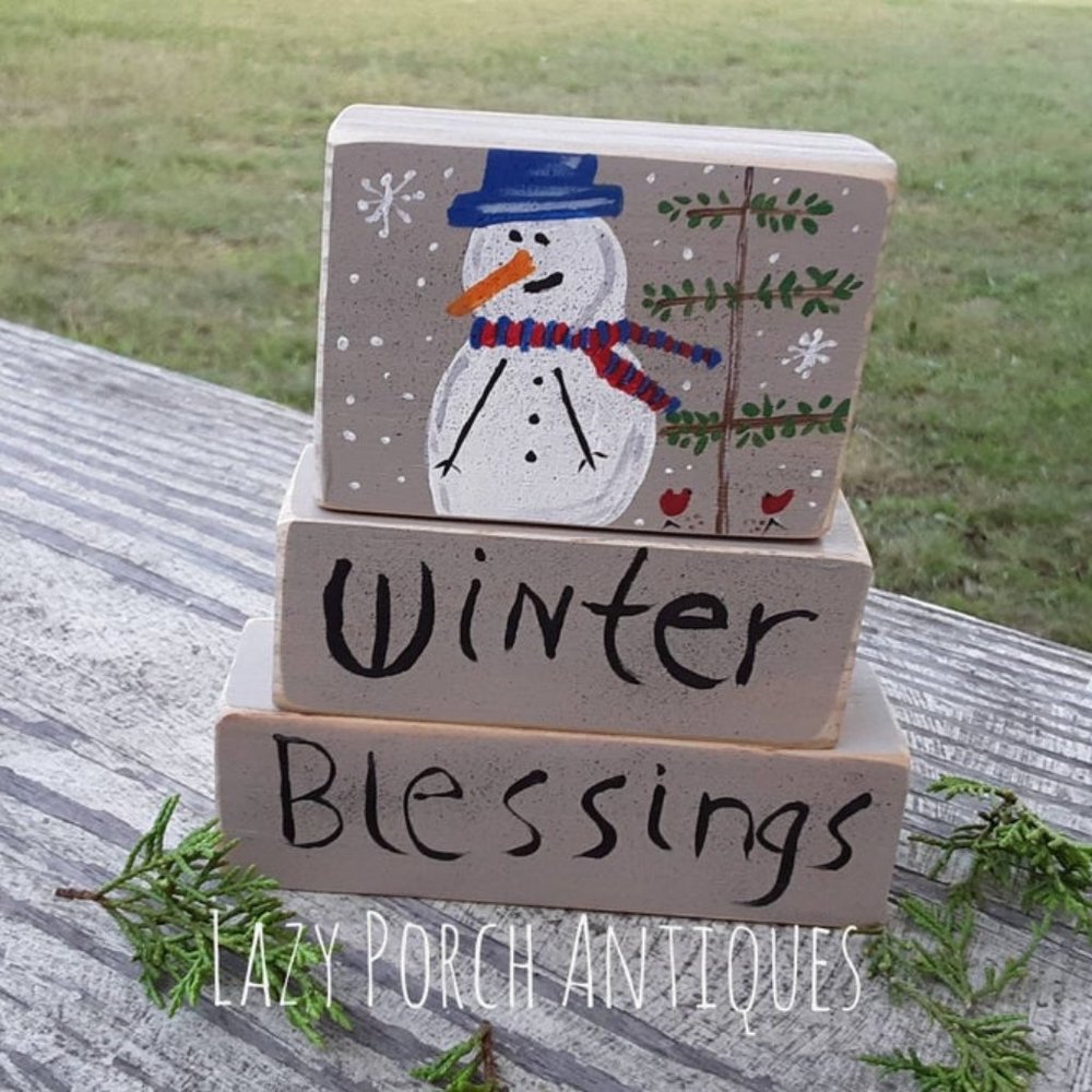 WINTER SNOWMAN  *Folk Art* Blocks